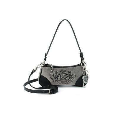Schultertasche JUICY COUTURE "DAYDREAMER SMALL HOBO BAG Damen", Damen, Gr. B/H/T: 4cm x 10cm x 4cm onesize, grau, Polyester, Polyurethan, Taschen Schultertasche, Schultertasche Damen, Shopper, Handtasche, Fashion, Lifestyle, Sale