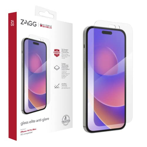 ZAGG InvisibleShield Glass Elite displaybeschermfolie voor iPhone 14 Pro Max, Anti-reflecterend, Transparant