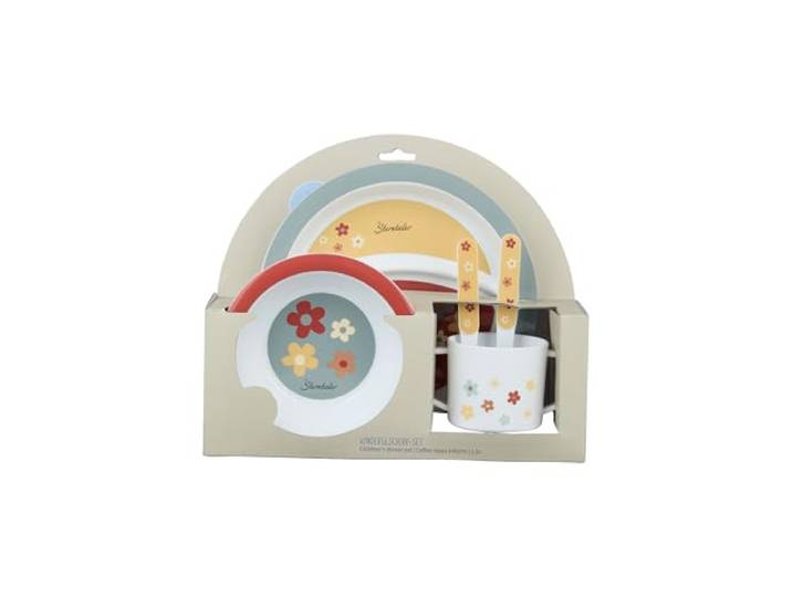 Sterntaler Geschirrset Pferd Sunny - Baby und Kinder Geschirr mit rutschfestem Sockel an Teller, Tasse und Becher - robustes Baby und Kindergeschirr aus lebensmittelechtem Material, mattrot