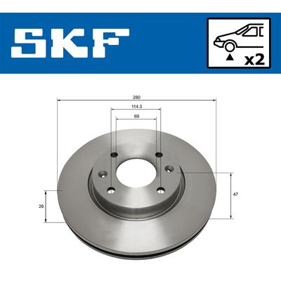 SKF Bremsscheibe vkbd80703v2 280mm 26mm für HYUNDAI KIA