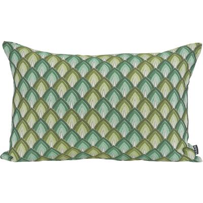 Dekokissen H.O.C.K. "Marta", grün (grün, gemustert), B:60cm H:10cm L:40cm, Obermaterial: 100% Polyester. Füllung: 100% Polyester, Dekokissen_Sitzkissen_Kissenhüllen, Sofakissen inkl. Füllung, 50x50cm, Dekokissen, Fächer-Muster