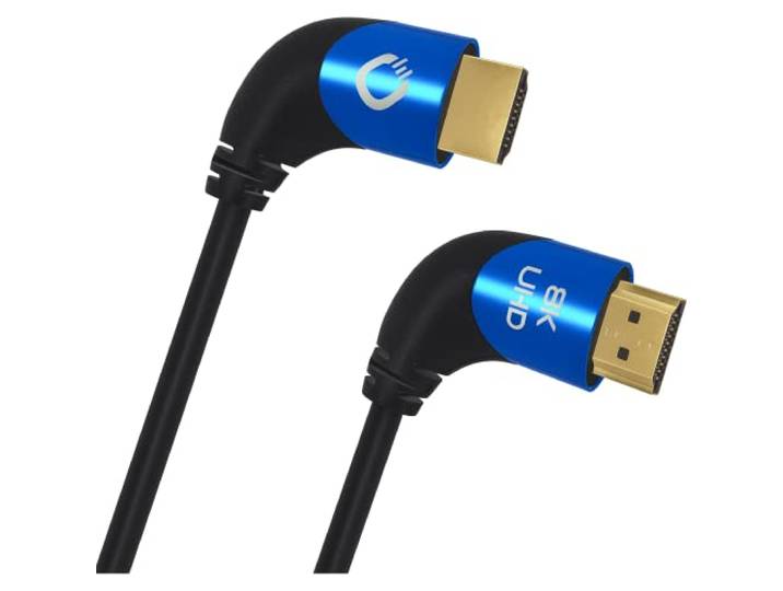 Oehlbach Shape Magic 90 UHD - 8K Ultra High Speed 2.1 HDMI-kabel - gecertificeerd 48 Gbps (90 graden hoekstekker, OFC koper, 4K @120Hz, 8K @60Hz, eARC, dynamische HDR) zwart, 2 m