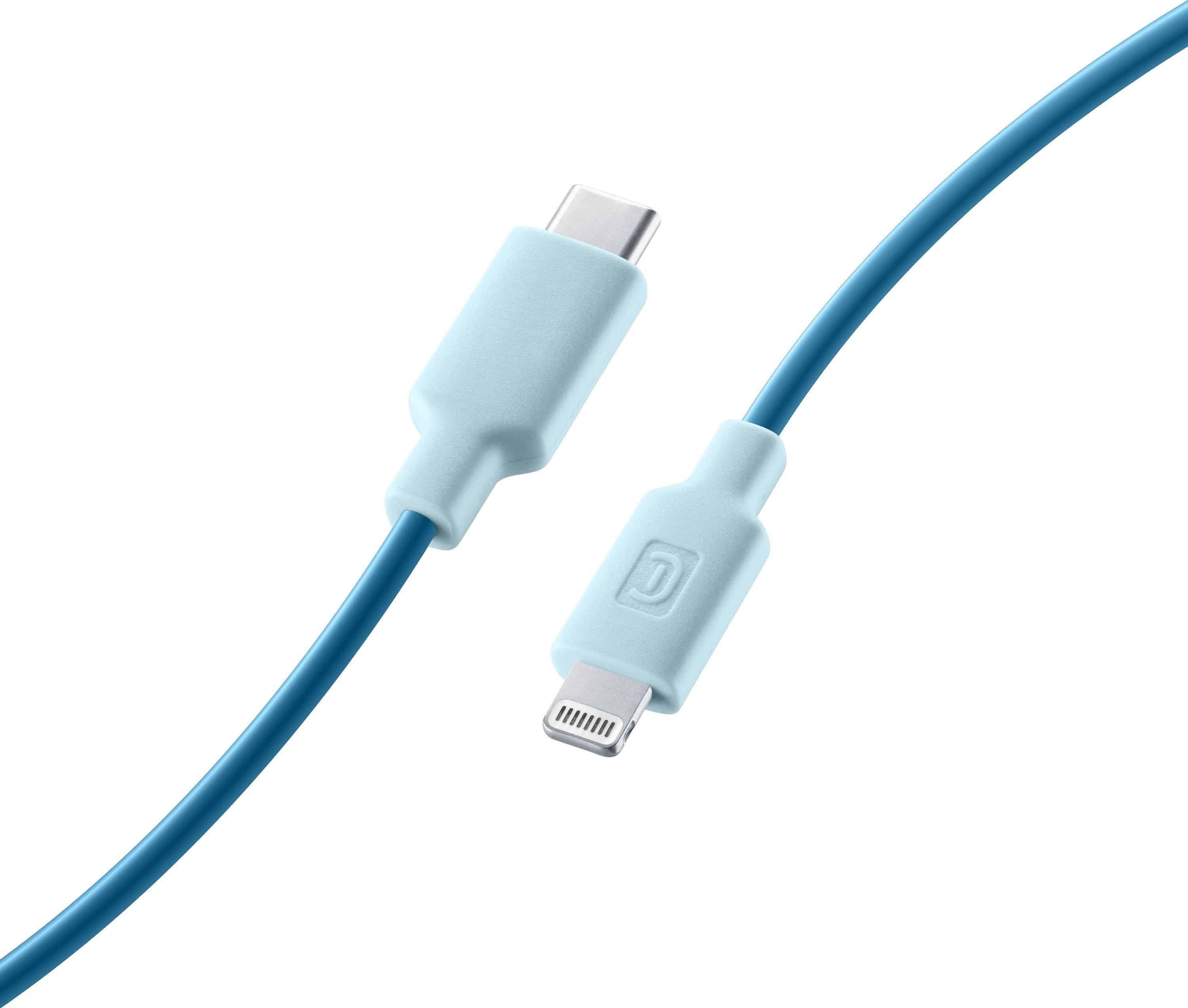 Cellular Line Stylecolor Cable Stecker Lightning auf USB C bis 30 W 1 m (Blau) 61098