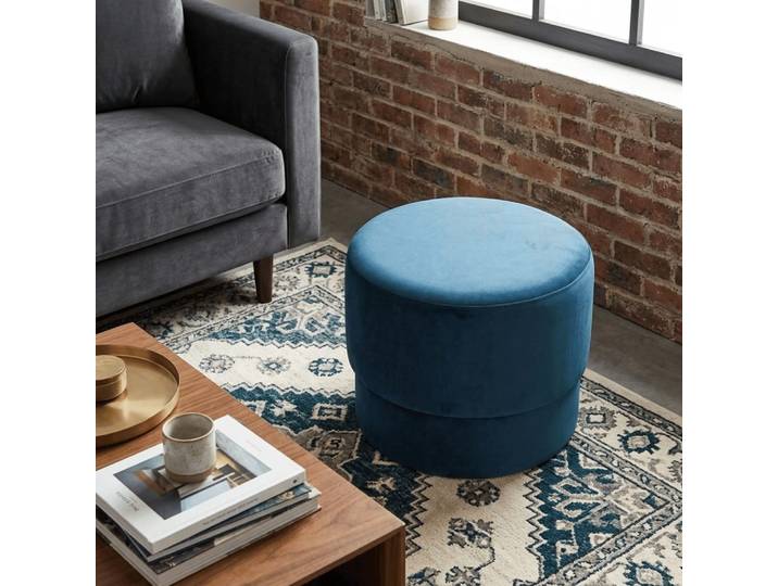 Banquette en polyester bleu 55x55x42 cm