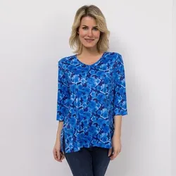 IN-PRINT Shirt, 3/4-Arm V-Ausschnitt Seitenschlitze