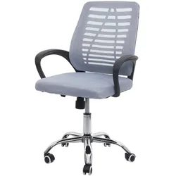 Mendler Bürostuhl HWC-L44, Schreibtischstuhl Computerstuhl, ergonomische Rückenlehne, Netzbezug Stoff/Textil ~ grau
