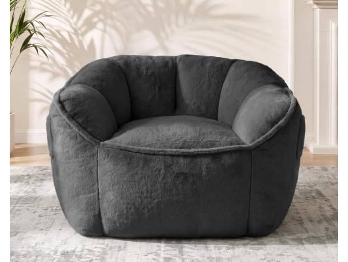 Vipbear Sitzsack für Erwachsene,Sitzsack in Blumenform mit Armlehnen Rückenstütze und Memory-Schaum-Füllung, Lounge Sitzsack für Wohnzimmer Schlafzimmer,（XXL-Grau)
