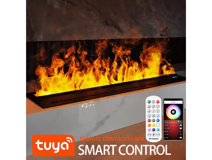 Cheminée à vapeur d'eau intelligente, effet de flamme 3D, contrôle via l'application Tuya, son de combustion de bois simulé, humidificateur écologique