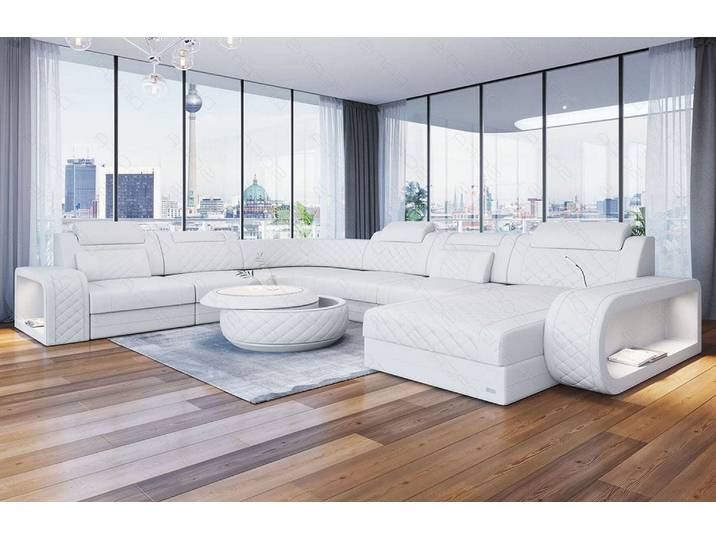 XXL Wohnlandschaft Berlin U-Form in Leder