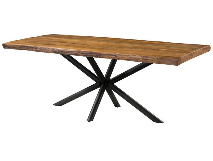 Baumtisch Mango 180x90x76 natur lackiert / Kreuzgestell anthrazit matt FREEFORM 5