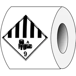 Brady, Sicherheitskennzeichnung, ADR-9A-LBM, B-7541, Transportschild auf Rolle - Lithiumbatterie-Markierung, Laminierter Poly