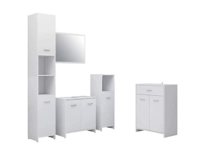 AYNEFY Ensemble de meubles de salle de bain 4 pcs Blanc