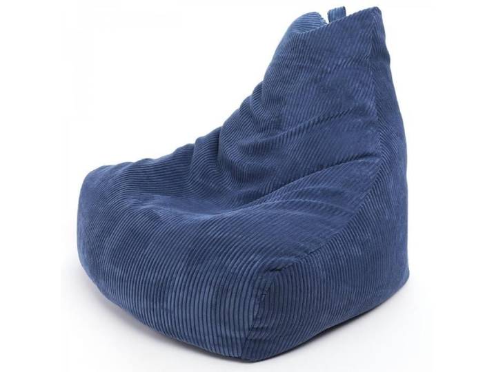 Pouf Poire Fauteuil KEIKO M Velours côtelé Bleu