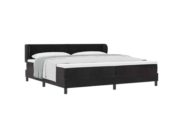 KKgypkn Boxspringbett 200x200 cm mit Matratze und Topper, Samt dunkelgrau, verstellbares Kopfteil, Holzrahmen