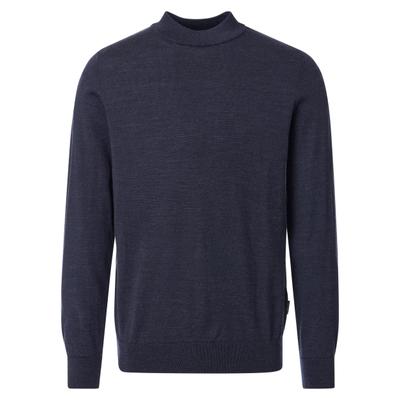 Stehkragenpullover VENTI "VENTI Stehkragenpullover uni", Herren, Gr. L, blau (dunkelblau), 100% Wolle, Pullover Stehkragenpullover