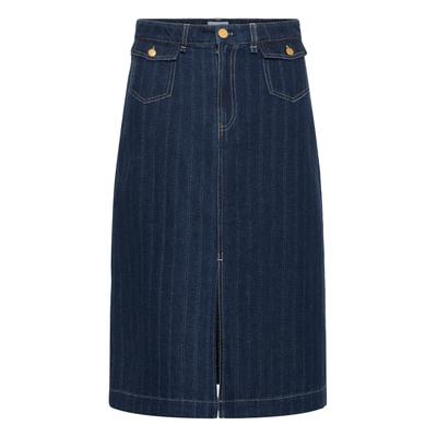 Midirock SAINT TROPEZ "Damen Rock OshanaSZ", Damen, Gr. M, blau (medium blau denim), Obermaterial: 100% Baumwolle CO., Röcke