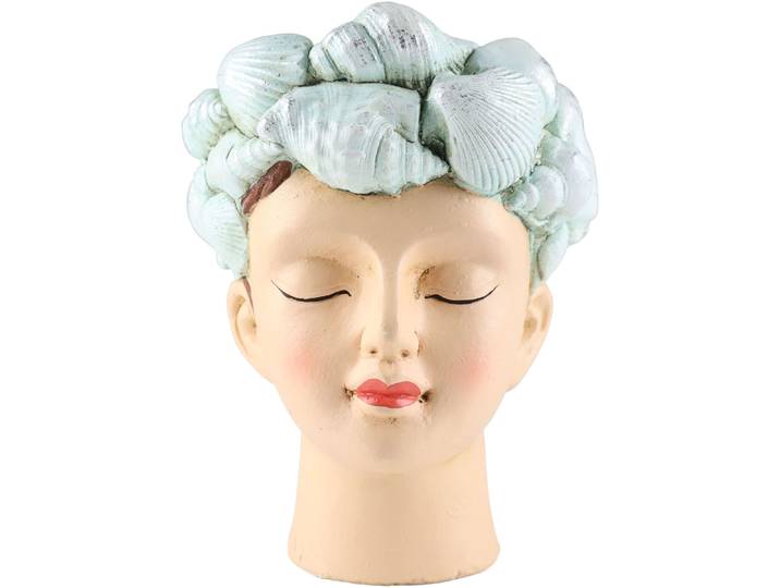 Dekofigur AM DESIGN Frauenkopf mit Muscheln aus Polyresin , beige (creme), B:17cm H:21,5cm T:21,5cm, Polyresin, Dekofiguren, Dekofigur, Osterdekoration in zwei Größen
