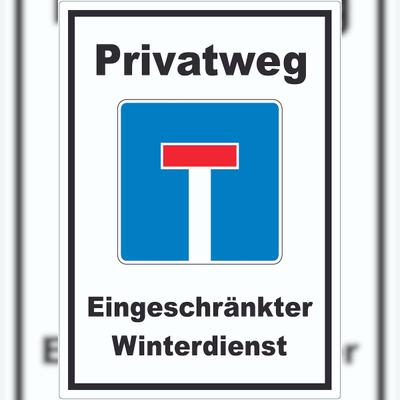 HB-Druck Privatweg Eingeschränkter Winterdienst Aufkleber A4 (210x297mm)