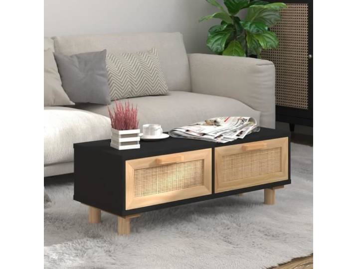 BLL Table basse Noir 80x40x30 cm Bois d'ingénierie et pin massif 7466810794585