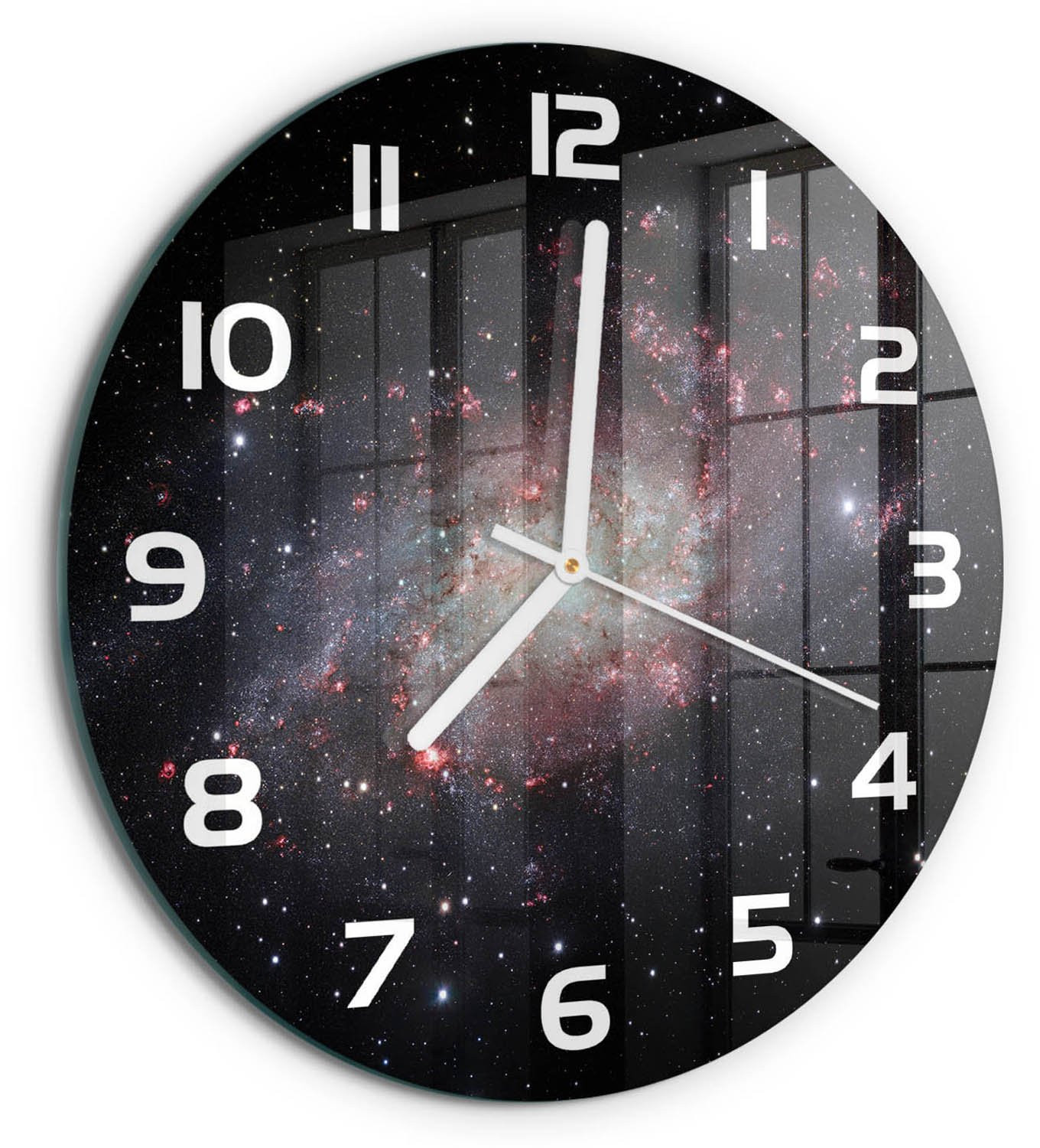 Tulup Wandklok Mist Moderne Ronde Glazen Wandklok - Zwart - Diameter: 30 cm