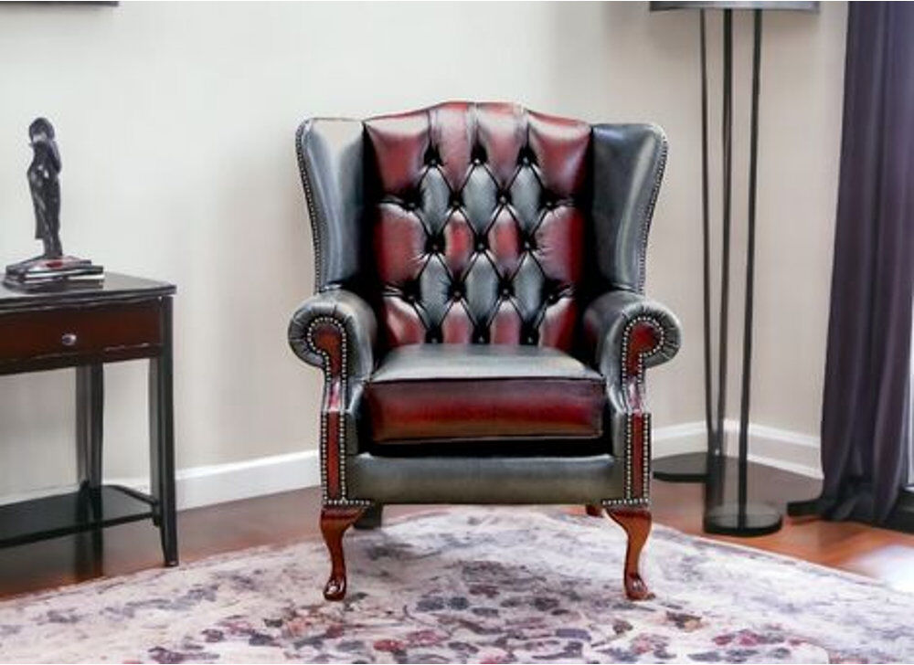 Designer Sofas For You Ltd 1 Seater Genuine Leather Loveseat Red/Grey/Walnut 105cm H X 88cm W X 89cm D
