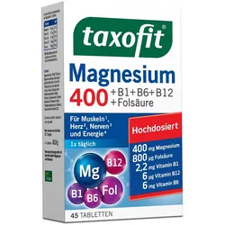 taxofit Magnesium 400 + B1+ B6+ B12+ Folsäure 45 St