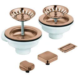 GROHE Spülen-Ablaufgarnitur 40998 2 Becken mit Exzenter warm sunset gebürstet, 40998DL0 40998DL0