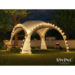 Swing&Harmonie® LED Event Pavillon XXL DomeShelter 450cm Garten inkl. Solarmodul Designer Gartenzelt Camping Partyzelt mit Beleuchtung - anthrazit