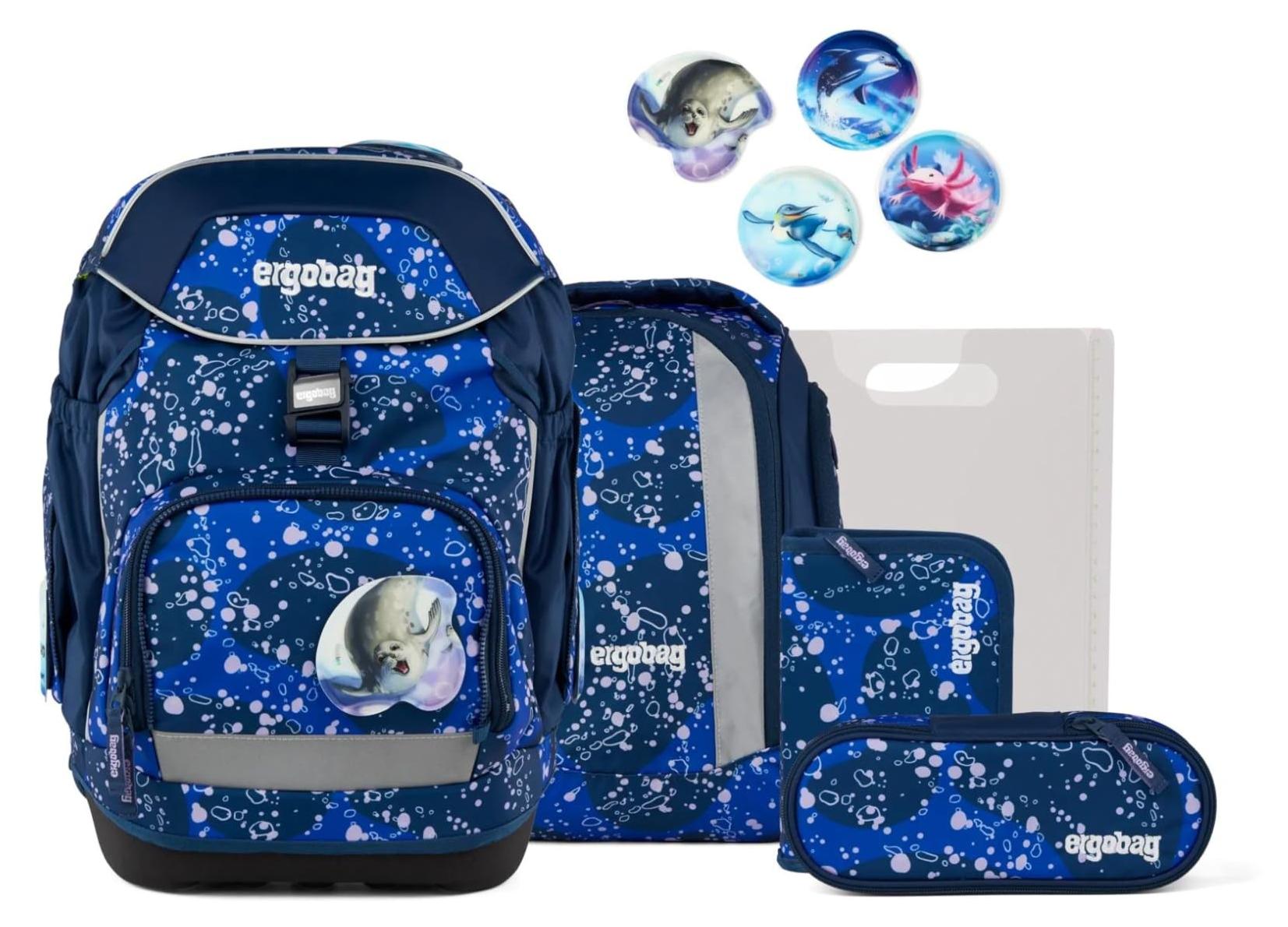 Ergonomisches Schulranzenset - Flexibel - 6-teilig - Ocean Bears - Blau