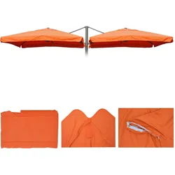 Sonnenschirmbezug T44, 8 Streben 3x3m Polyester, Ersatz-Bezug für Doppel-Ampelschirm T44 ~ terracotta mit Flap