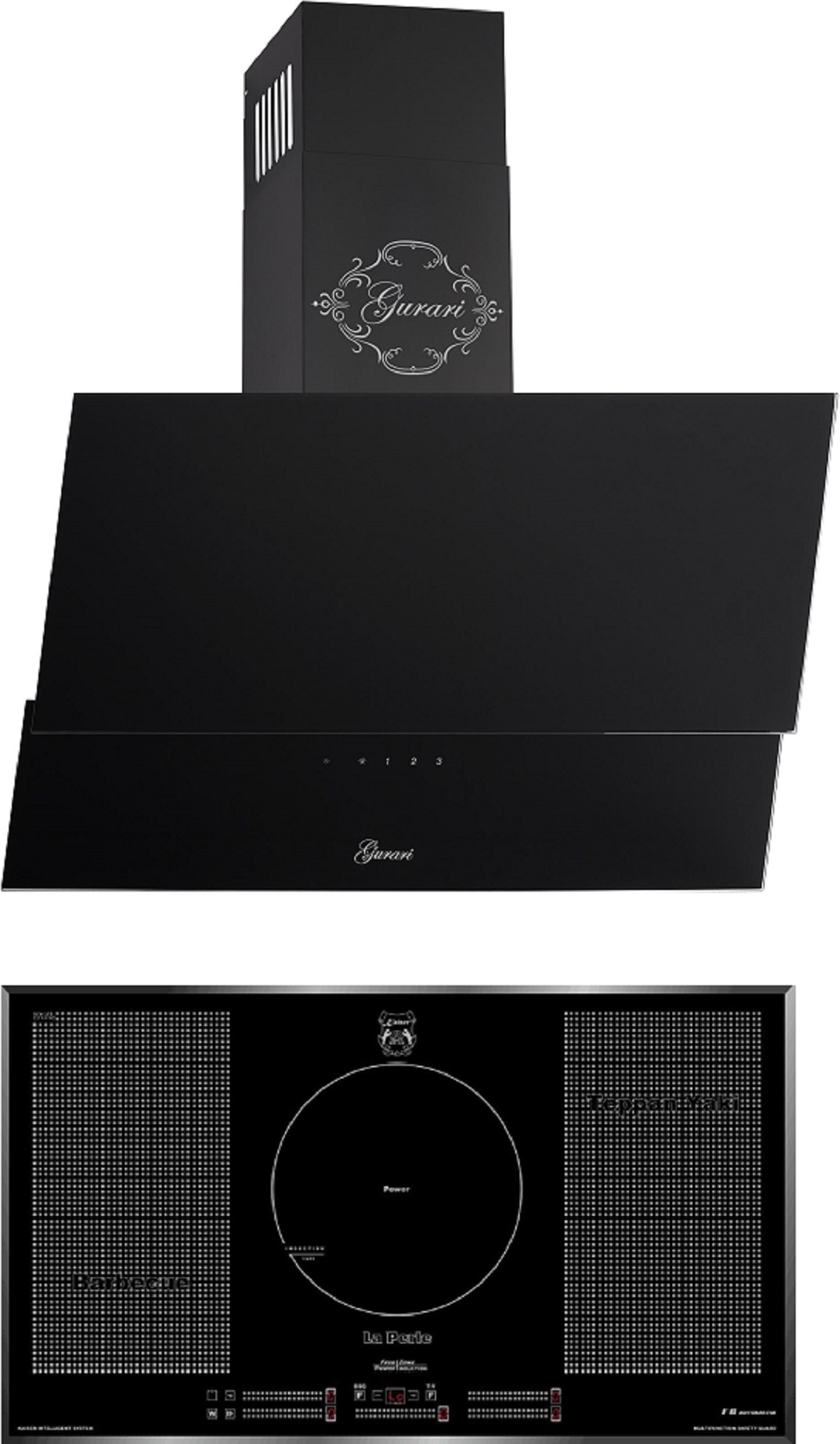 GURARI 268 BL 9 Prime Dunstabzugshaube 90cm + Induktions-Kochfeld KCT 97 FI La Perl