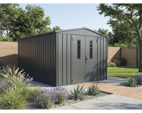 Gartenhaus Konsta Premium Satteldachhaus 8,5 m² 284 x 300 cm metallic schwarz