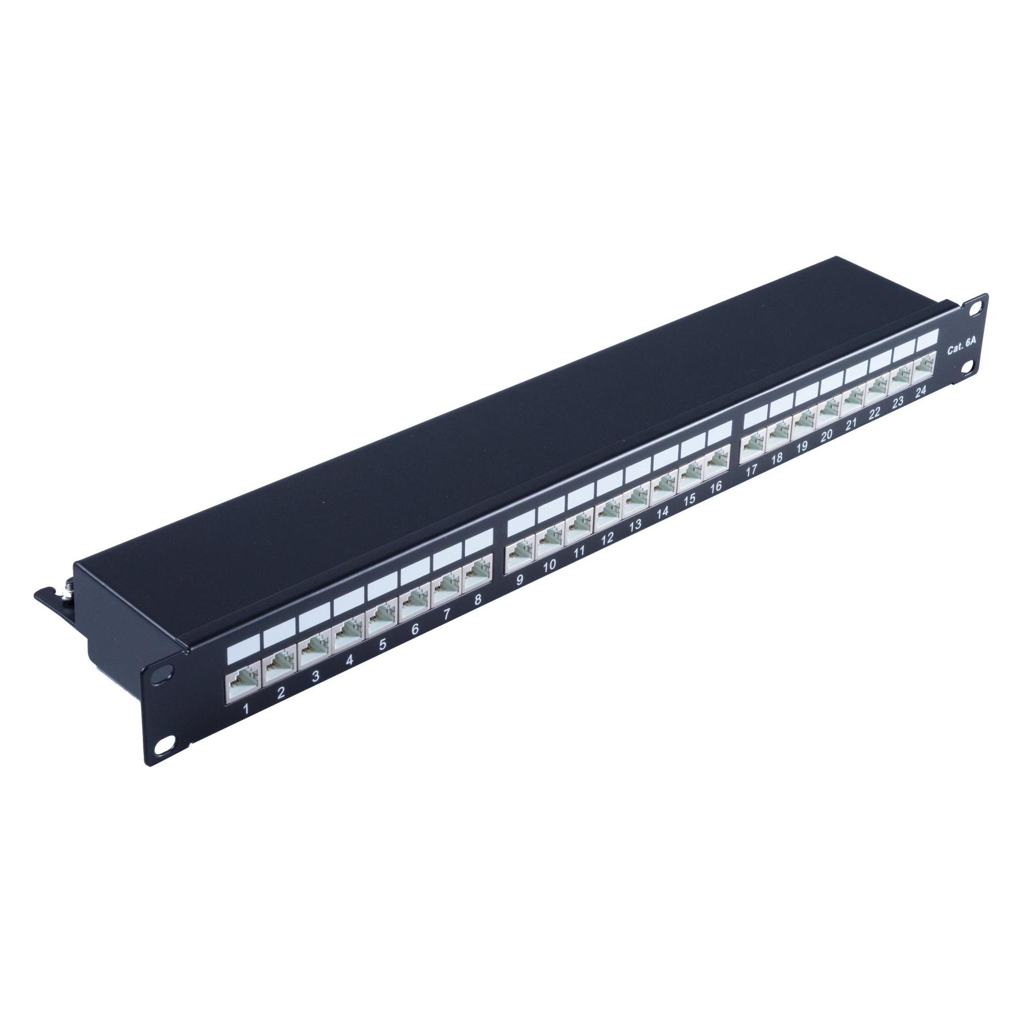 Shiverpeaks Patchpanel CAT 6A 24 Ports RJ45, 1 HE, schwarz 48,30cm (19")-Patchfeld vollgeschirmt, 24 x vollgesch (75069)
