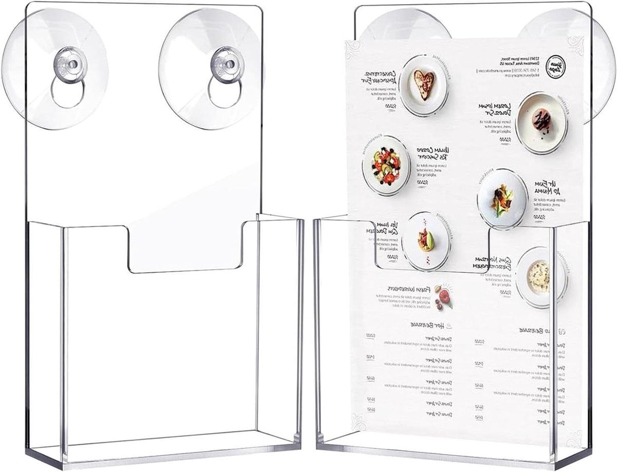 Transparante Acryl Folderhouder met Zuignap - Wandrek Organizer voor Documenten - Breedte: 10 cm