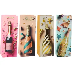 Papier-Geschenktüte für eine Champagnerflasche, Pastellfarben, 35 x 12 x 9 cm