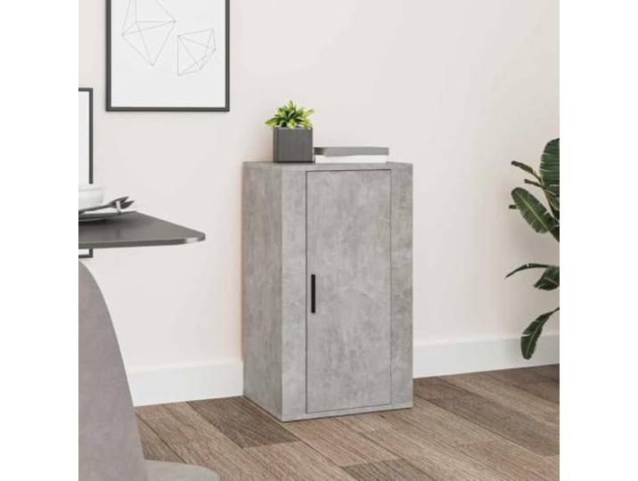 HEFZGDB Praktisches Sideboard Betongrau mit Tür aus Holzwerkstoff, langlebiges Sideboard für die Wohnung mit geräumigen Fächern und Stabiler Oberplatte