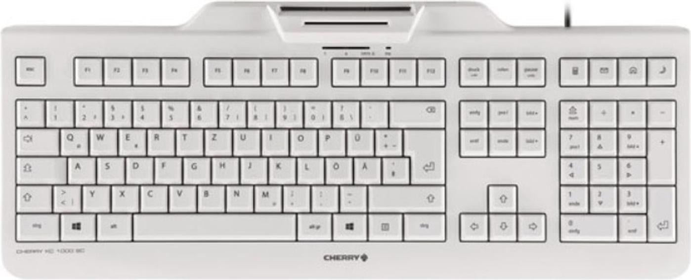 Cherry TAS KC 1000 SC bekabeld toetsenbord met smartcard-functionaliteit, wit/grijs