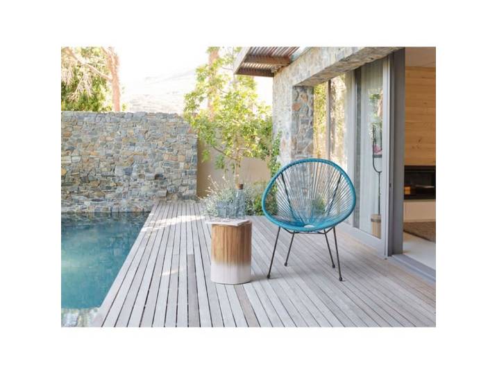 Fauteuil de jardin en rotin bleu ACAPULCO II - BELIANI - Moderne - Confortable - Pour intérieur et extérieur