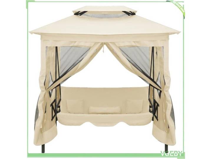 Belvédère convertible en balancelle - FAFEICY - 43239 - Blanc crème - 2 places - 220x160x240 cm