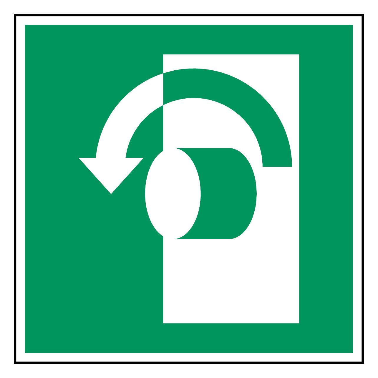 Brady ISO-Sicherheitsschild - Zum Öffnen gegen den Uhrzeigersinn drehen (PIC E018-148X148-PE-CRD/1)