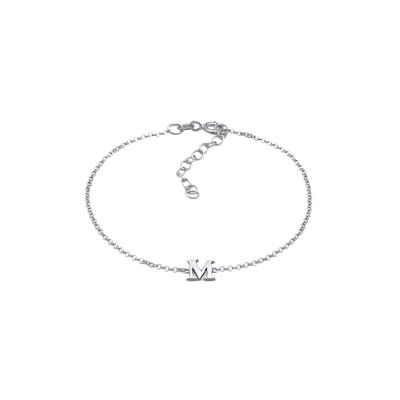 Armkette ELLI "Armband Buchstaben Initialen Anhänger M 925 Silber" Gr. 160, silber, Armbänder, Damen, Silber 925 (Sterlingsilber), Armkette