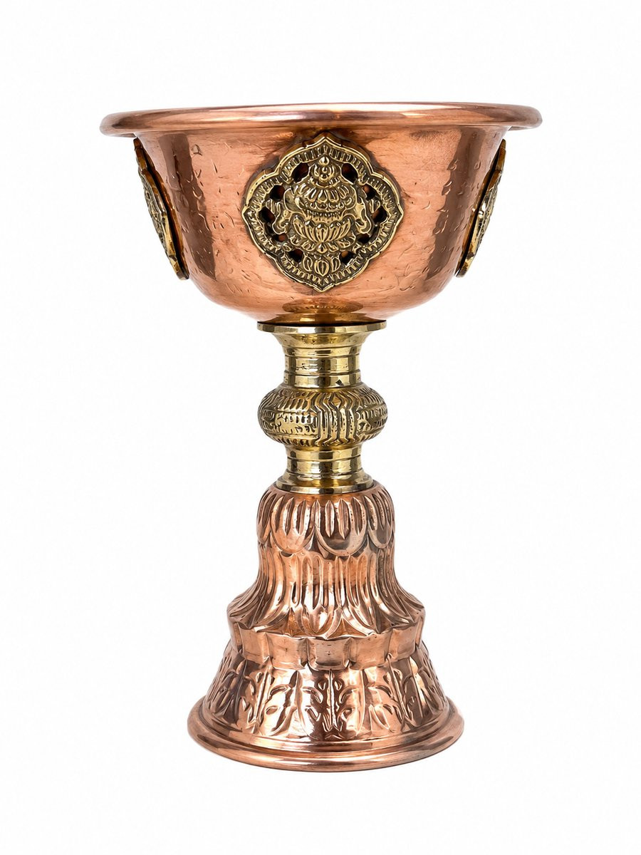 Tibetaanse boterlamp koper offerschaal 12 cm