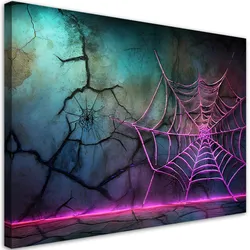 WANDBILD spinnennetz neon abstraktion