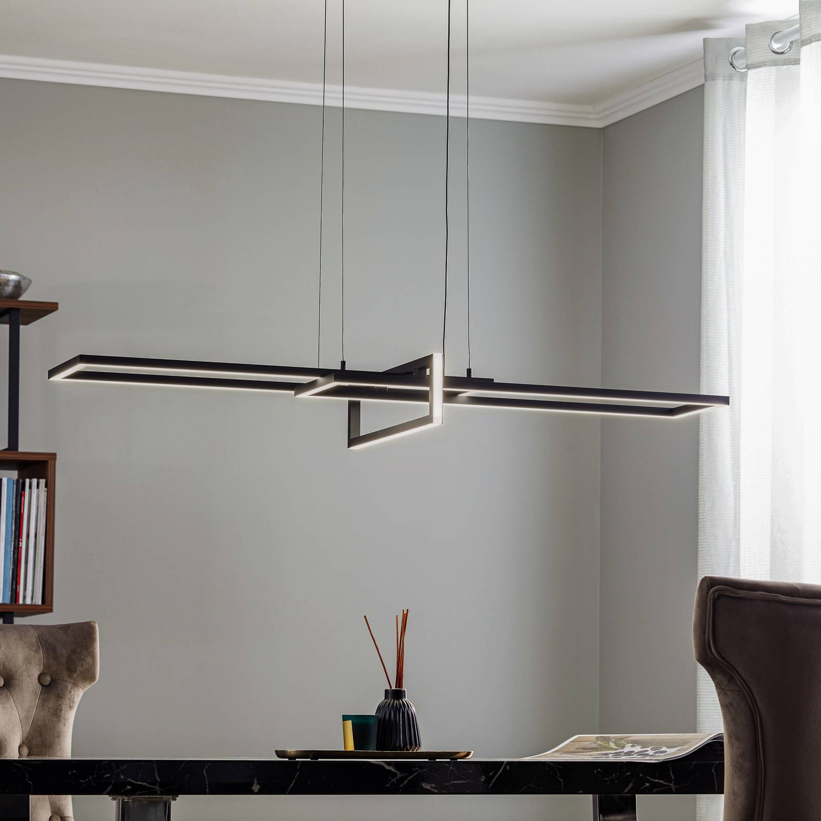 Trio Lighting Pendant Light Salinas, dimmable, Black, Living / Dining Room, metal, Modern, Ceiling Light