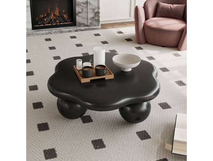 Table basse 79 x 79 x 31 cm noir MDF et plastique