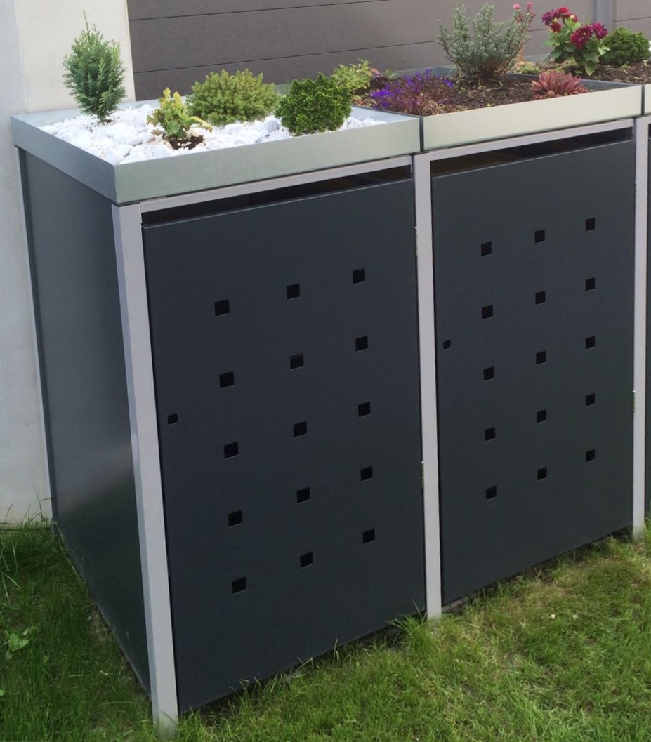 Müllbox Mülltonnenbox für 2 Mülltonnen (120L / 240L) aus Metall