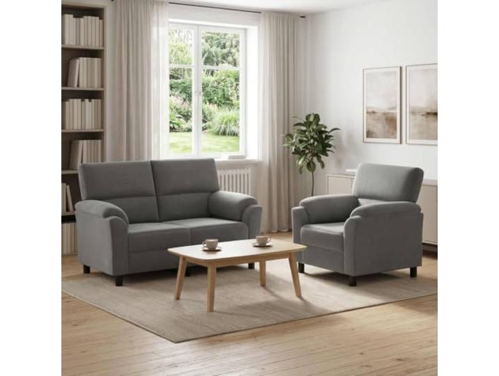 Sofa-Set 2 Stück Dunkelgrau Samt Metallrahmen,Kissenrücken,konische Beine,Samtoberfläche,Wohnzimmer,Innenbereich