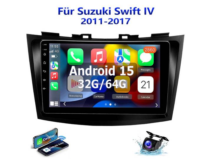 ESSGOO 9'' DAB+ Android 15 CarPlay Autoradio GPS NAV Für Suzuki Swift IV FZ Navigationsgerät (Apple Carplay Android Auto GPS Navi WIFI BT EQ)