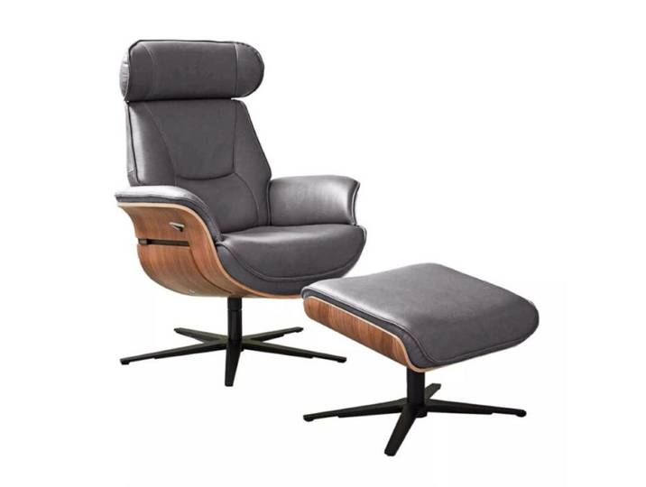 Musterring MR 276 Relaxsessel Leder oder Microfaser mit Relaxfunktionen - Microfaser Galero graphit - Nussbaum - inkl. Hocker Wohnzimmer, Sitzkomfort, gemütlich, Drehfunktion, Memory-Funktion, stufenlos, entspannt zurücklehnen, vollständig bezogen Drehfunktion, manuelle Rückenteilverstellung, Memoryfunktion, manuelle Kopfteilverstellung Modern, Zeitlos