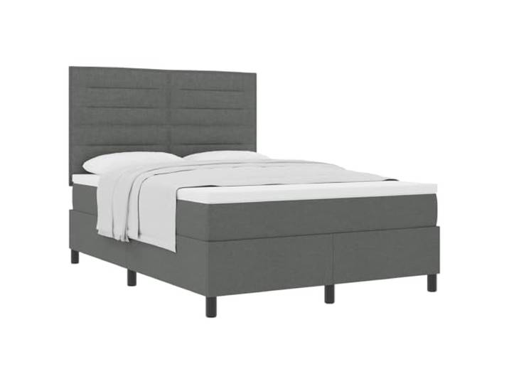 KKgypkn Boxspringbett Stoff Dunkelgrau 160x200 cm mit Matratze, Boxspringbett mit mittelfestem Taschenfederkern, stabiles Holzwerkstoff-Kiefernholz-Gestell, verstellbares Kopfteil
